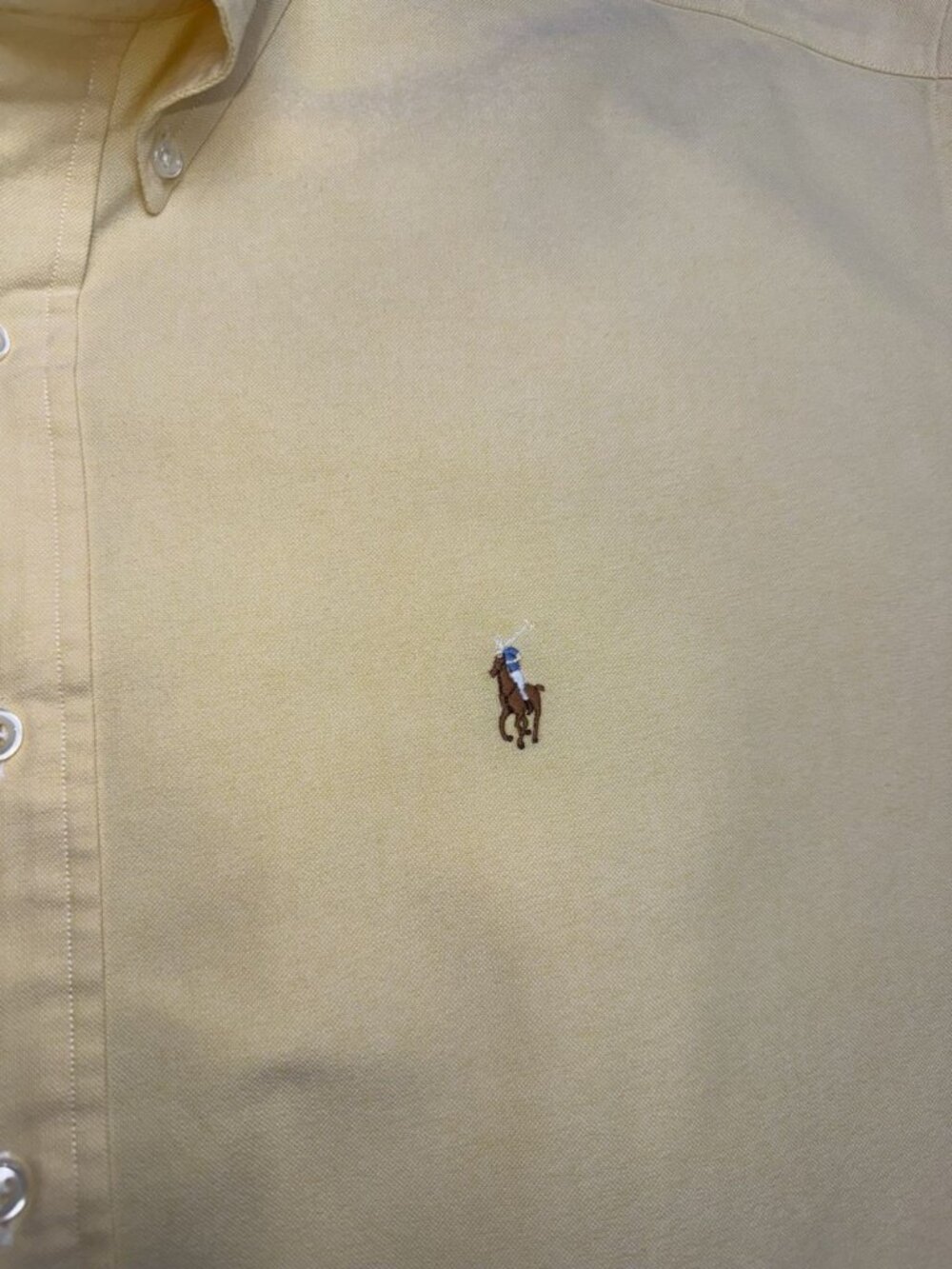 Ralph Lauren Mens XL Blake Button Down Oxford Shirt Yellow Long Sleeve Pony - Picture 10 of 15